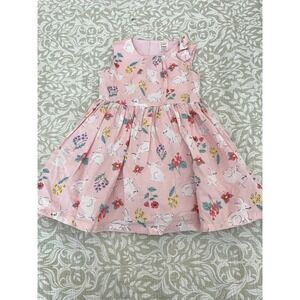Carters Girls Dress Size 24M Easter Bunny Print Fit & Flare Pink Layered